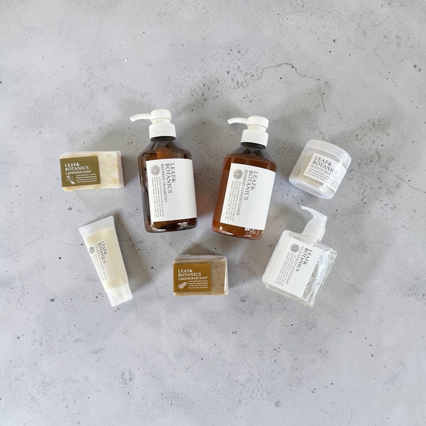 LEAF&BOTANICSのシャンプーやハンドソープなどボディケア商品
